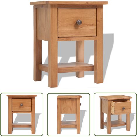 Table de nuit chevet commode armoire meuble chambre 36 x 30 x 47 cm bois de chêne massif (1/5)
