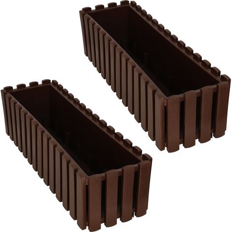 Fioriera da balcone per ringhiera, marrone rustico, 60 cm, 2 pezzi