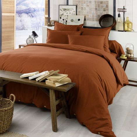 Housse de couette flanelle orange 260x240 cm