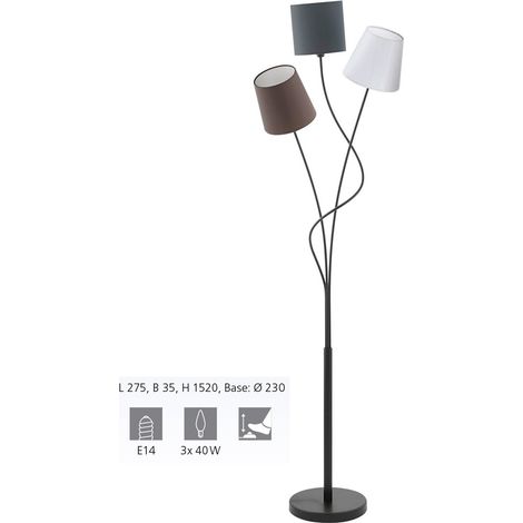 Piantana Moderna Maronda Acciaio Nero 3 Luci E14 (1/5)