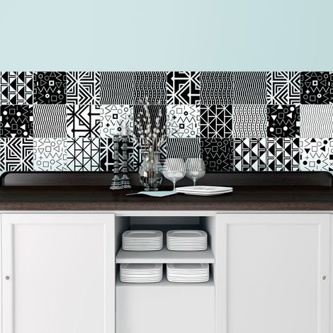 Sticker Mural Carrelage adhésif Cuisine Salle de Bain - 30 STICKERS CARRELAGES ETHNIQUE KYOTO - 30stickers15x15cm (1/5)