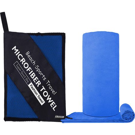 Schnelltrocknendes Mikrofaser-Sporthandtuch – Doppelseitiges, tragbares Fitnesshandtuch für Yoga, Schwimmen und Fitnessstudio – 76 x 152 cm, Saphirblau-x
