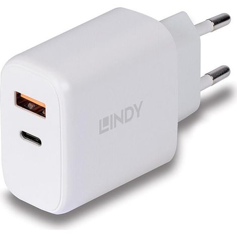 Lindy 73424 Caricabatterie per dispositivi mobili Universale Bianco AC Ricarica rapida Interno