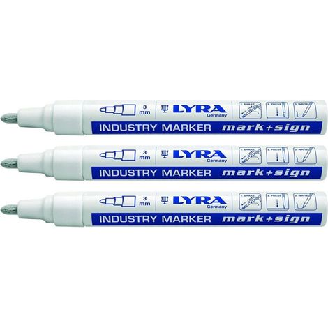 Rotuladores permanentes blancos, paquete de 3 – Punta redonda de 2-4 mm – Resistentes al agua – Para superficies lisas y porosas (1/2)