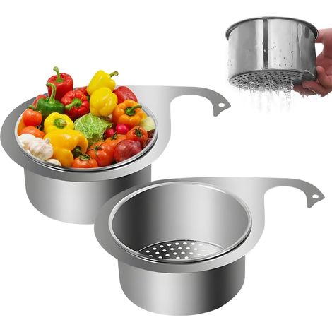 Lot de 2 paniers à tamis en acier inoxydable en forme de cygne pour évier, panier de vidange d'évier, panier filtrant suspendu, panier de drainage multifonction pour fruits et légumes