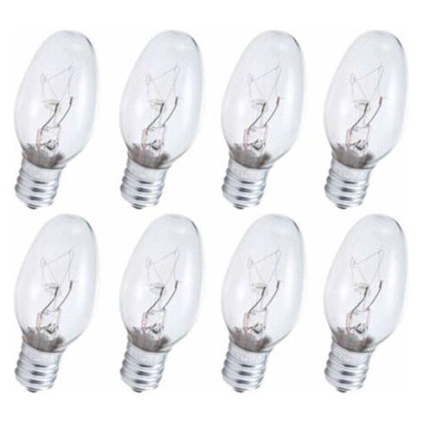 Pair 8 ampoules veilleuses transparentes 7 watts, culot candélabre, 120 V (1/5)