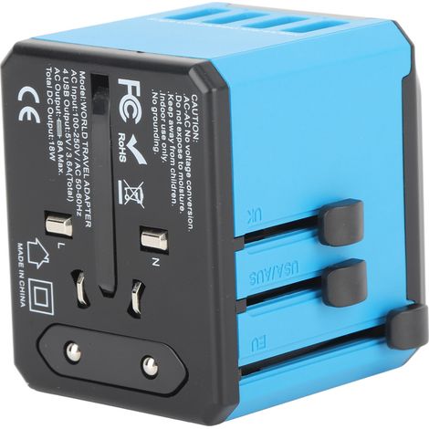 Universeller Reiseadapter, weltweit tragbar, 4 USB-Anschlüsse, internationales Wandladegerät für Handys, 100–240 V (1/5)