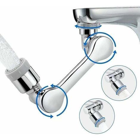 Rallonge de robinet rotative à 1080 degrés, accessoire de robinet avec aérateur rotatif à 1080 degrés et 2 fonctions de pulvérisation, rallonge de robinet avec aérateur pour robinets filetés. (1/4)