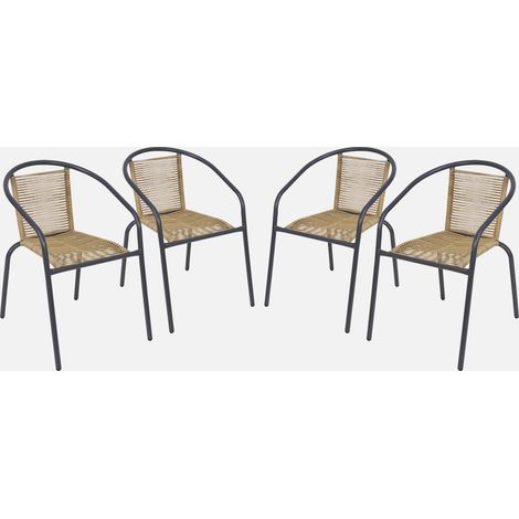 Set 4 poltrone da giardino in resina naturale