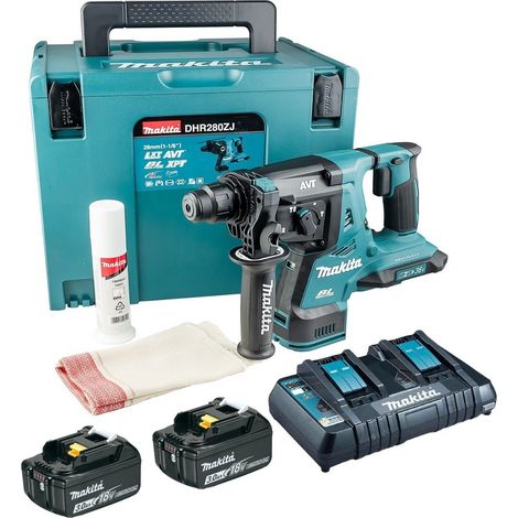 Makita DHR280RT2J 36v / 2x 18v LXT Twin SDS Brushless Hammer Drill AVT 2x 3.0ah (1/4)