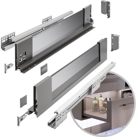 GTV - Sistema di cassetti AXIS PRO Cassetto con lati in vetro Cassetto Cassetto Altezza 116 mm Lunghezza: 450 mm Antracite con vetro fumé (1/5)