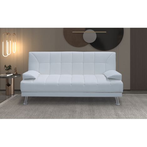Divano letto tre posti, reclinabile, ecopelle bianco Sicorage 187cm Crucy