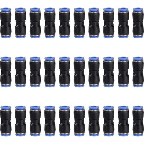 mm pneumatic connection, straight compressed air quick connector, plug-in pneumatic fitting, plastic air line hose connection, 30 pieces MUMU (1/4)