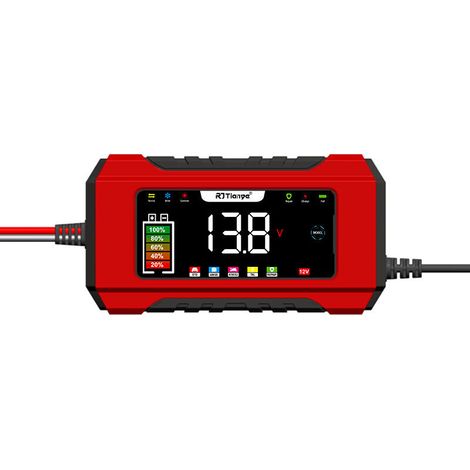 Chargeur Batterie 12 V 6 A - Désulfatation Entretien Automatique - Pour Voitures Camions Motos Bateaux Tondeuses - 1 Pièce
