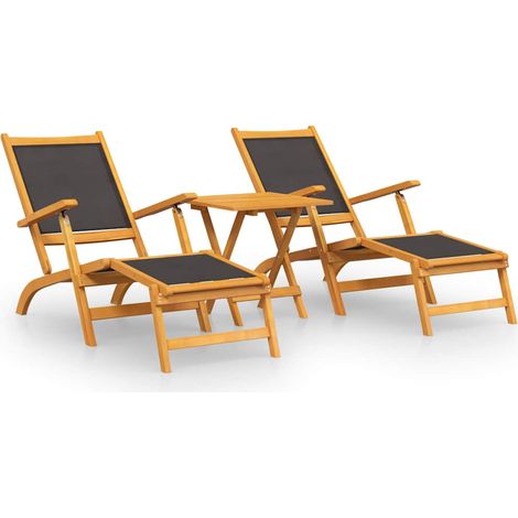 Maison Exclusive - Garten-Liegestühle mit Tisch Massivholz Akazie (1/5)