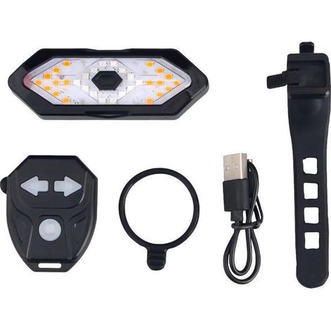 Bicycle turn signals and taillights with sound effects, wireless remote control, 5 different lighting modes and rechargeable. (1/5)