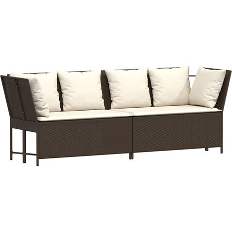Maison Exclusive - Gartensofa mit Kissen Braun Poly Rattan