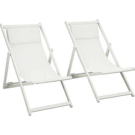 Chaise longue pliable, en aluminium léger, facile à ranger, BLANC (1/5)