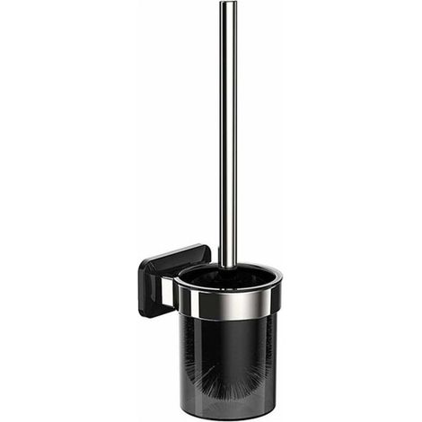 Brosse WC Brosse Toilettes WC Balai WC avec Support Mural Brosse WC Auto-Adhésif Acier Inoxydable Finition Polie Support Inoxydable Noir (1/5)