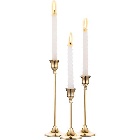 Lot de 3 bougeoirs coniques en métal, style antique et moderne, pour décoration de table, cheminée, pendaison de crémaillère (1/4)