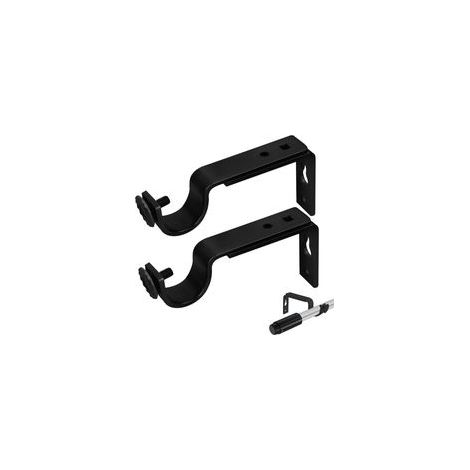 Supports de tringle à rideaux, 25 mm, avec vis, 2 pièces, en métal, réglables, support mural noir, pour tringle à rideaux, pour maison, bureau, chambre à coucher, placard, salle de bain (Noir) (1/5)