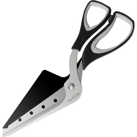1 Pizzaschere, Klinge aus Edelstahl, integrierter Pizzaschieber, weicher Griff, Küche 27 cm schwarz grau (1/5)