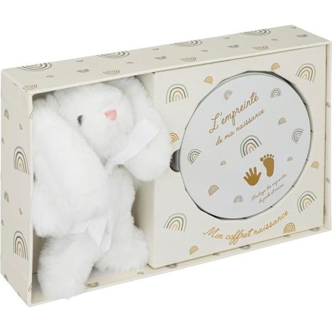 Coffret de Naissance Empreinte & Peluche 28cm Beige