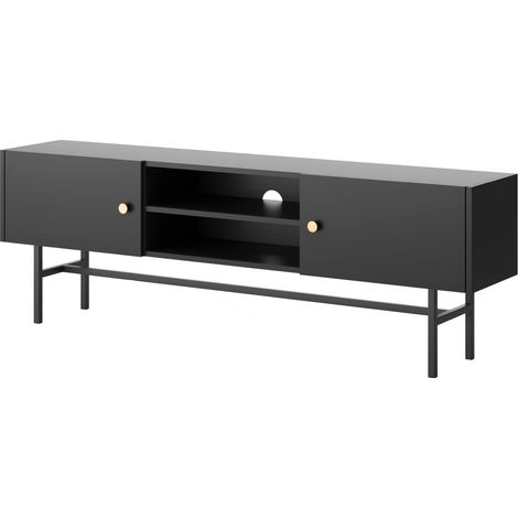 Selsey Divenos - TV-Lowboard Schwarz mit Metallbeinen, 155 cm (1/5)