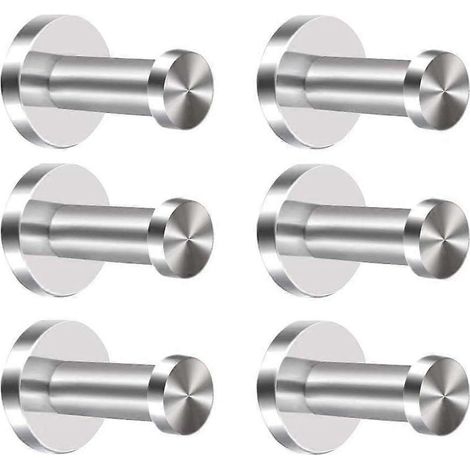 Lot de 6 crochets muraux en acier inoxydable brossé, crochets porte-manteaux muraux, crochets pour peignoirs et serviettes, pour salle de bain, chambre, cuisine [DB]