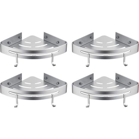Etagère de Douche d’Angle, Etagère de Salle de Bain Sans Forage Panier Rangement Douche Aluminium Murale Adhésive Serviteur de Douche Organiseur pour Shampoing(Triangle, 4 Pièces) (1/4)
