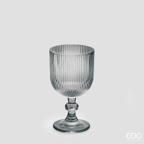 EDG Enzo De Gasperi Bicchiere Righe Calice H 14 Cm D 8 Cm Colore Grigio 6 Pz