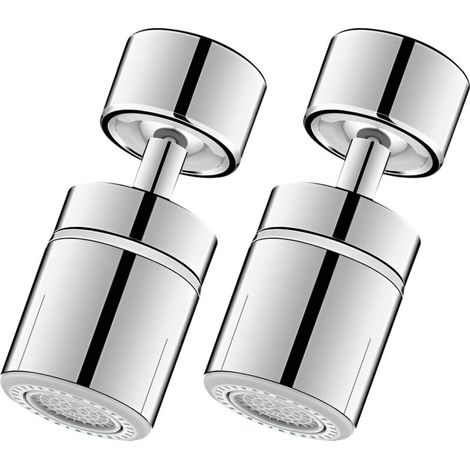 Faucet extender with 360° rotating spray head, 2 spray patterns, anti-splash aerator for sink and bathroom, silver, set of 2 (1/5)