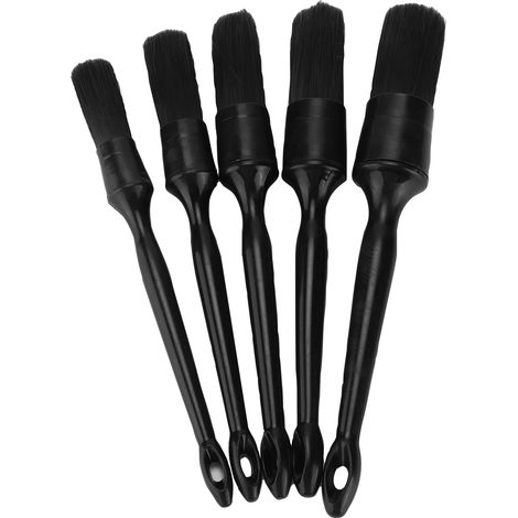 Ensemble de 5 brosses de nettoyage et d'entretien pour voiture, en microfibre noire pure, outil d'entretien (1/5)