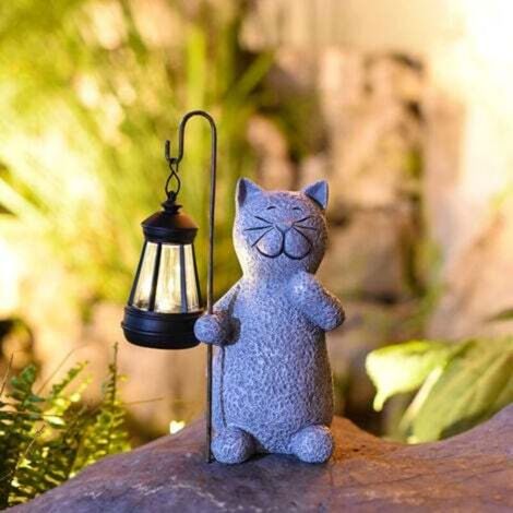 [NEVER USED] Decorative cat statue for outdoor garden with solar light – Living room kitten decoration, gift for women, men, mothers, birthday decoration, waterproof garden decoration