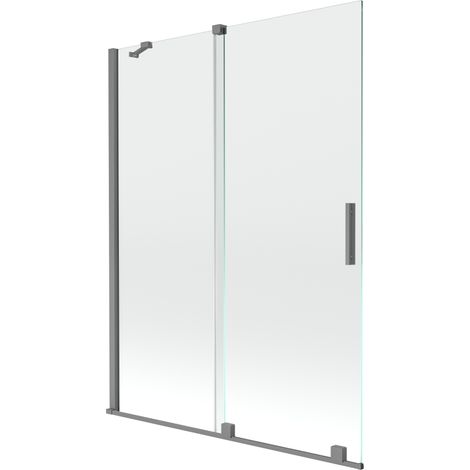 Mexen Velar paroi de baignoire 2 volets coulissants 130 x 150 cm, transparent, gun metal - 896-130-000-01-95 (1/2)