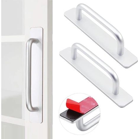 Lot de 2 poignées argentées de 148 mm pour portes et fenêtres coulissantes en aluminium (1/5)