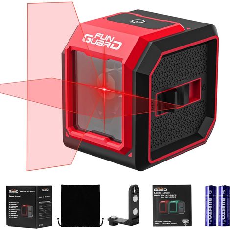 Niveau Laser,Autonivelant,Support magnétique,2 piles AA (Rouge) 20M Rouge Laser Horizontal/Vertical Lignes, IP54 pour Les Chantiers,Décoration d'intérieur, DIY (1/5)
