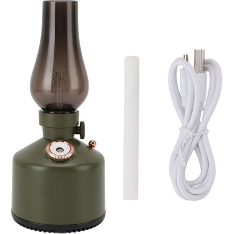 Humidificateur à lampe à kérosène vintage, capacité de 260 ml, silencieux, avec 2 réglages de brume, veilleuse à gradation continue, pour la maison, la chambre à coucher, vert (1/5)