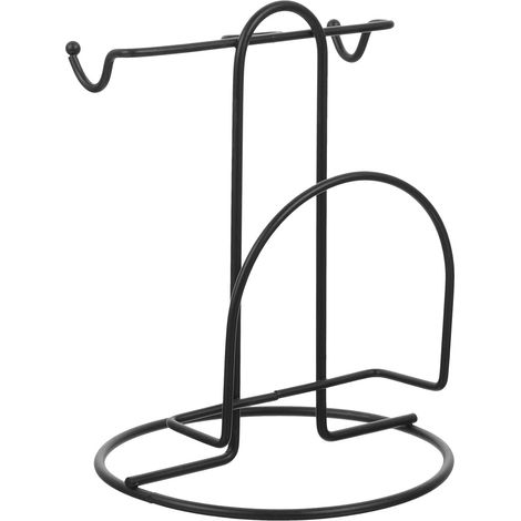 Porte-tasses en fer noir, robuste et multifonctionnel, idéal pour le bureau la maison. (1/5)