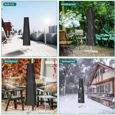 Housse de parasol - pour parasol droit Ø1-3m, 210D Oxford, imperméable anti-UV, jardin/plage - 190x30/50CM Étiquette (1/4)