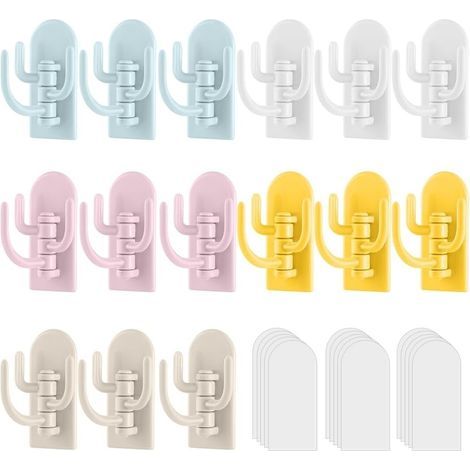 Ganchos adhesivos de pared de 15 piezas, ganchos autoadhesivos, ganchos sin costuras, gancho triple para toallas, ganchos adhesivos de pared, para sala de estar, baño, cocina, oficina. (1/5)