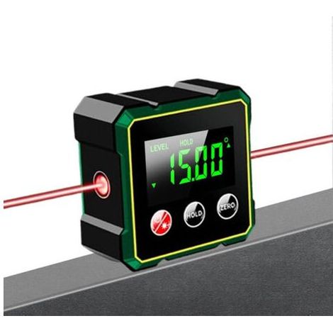 Kaelt - Détecteur d'angle numérique avec niveau laser électronique, inclinomètre, puissant détecteur d'angle magnétique à 4 faces avec rétroéclairage, outil de mesure pour scie à table à bois (1/4)