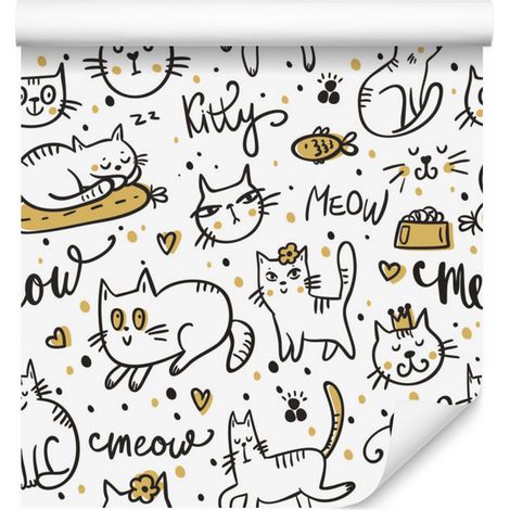 Papier peint chatons rigolos pour salon et chambre 50x1000 cm (1/5)