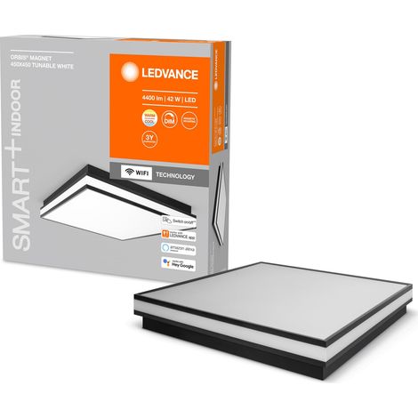 plafonnier LED à gradation pour l'intérieur, 45x45cm, 42W, température de couleur 3000-6500K, 4200 lumen, lampe design avec cadre magnétique, noir (1/5)