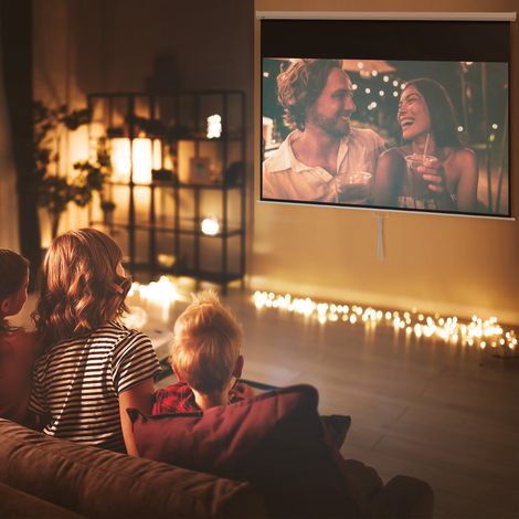 Fixation mural ou plafond, Écran de projection TV et Home Cinema de 120 Pouces vidéo projecteur 16:9 4K HD