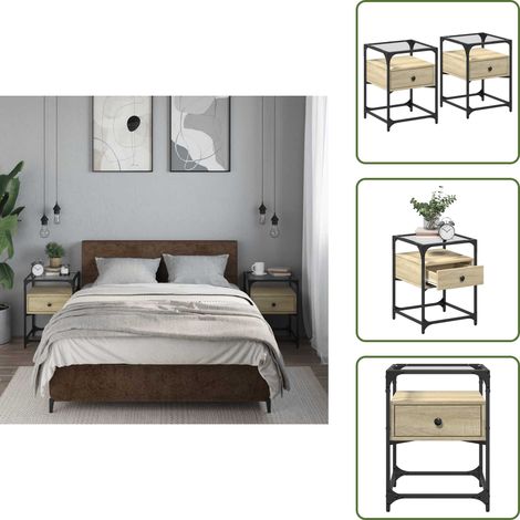 Comodino con supporto a parete - vidaXL Comodini 2 pz Rovere Sonoma 40x40x55 cm in Legno Multistrato -