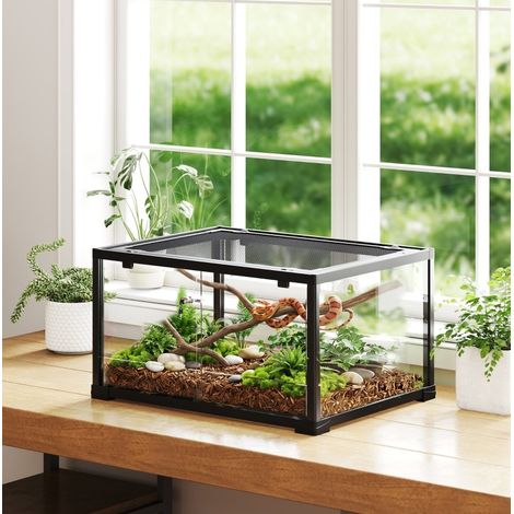 Terrarium en verre trempé 86 L 60 x 45 x 32 cm noir HAVRYA (1/3)