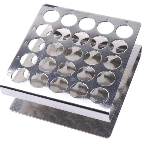 Support de Tube à Essai en Acier Inoxydable Z Forme 25 Trous, Rangement Pratique et Léger, Accessoires pour École et Laboratoire Scientifique (1/5)