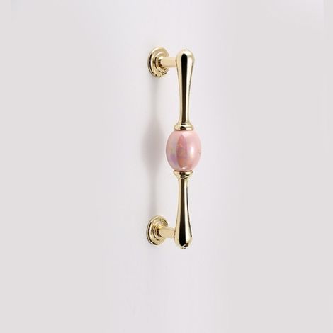 1 set. Color: Pink. Materials: Zinc alloy and ceramic. Elegant ceramic cabinet door handles. (1/5)