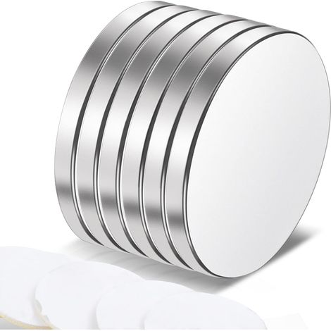 6 Pièces Aimants Rond, 20 x 2mm Aimant Neodyme Super Puissant Magnets Autocollant Aimant Frigo pour Tableau Blanc Bureaux Cuisine (1/5)